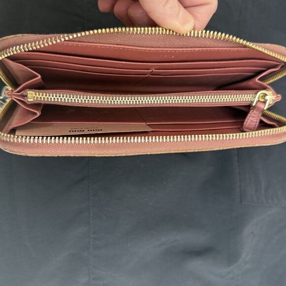 Auth MIU MIU Wallet Crocodile Embossed Leather Long Wallet Womens - Picture 3 of 9